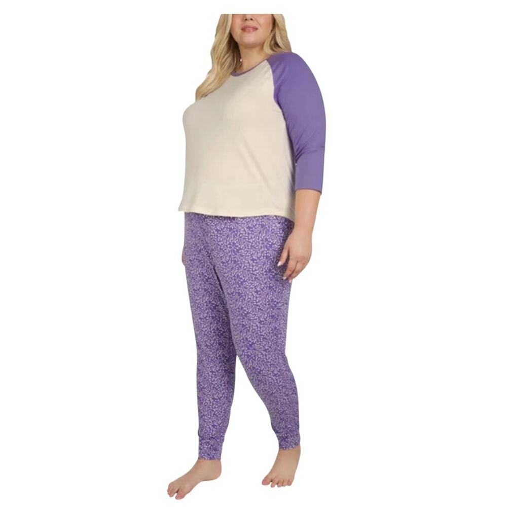 Eddie Bauer Women's Pajamas Sleep Set Purple and Cream Size 2X NWT